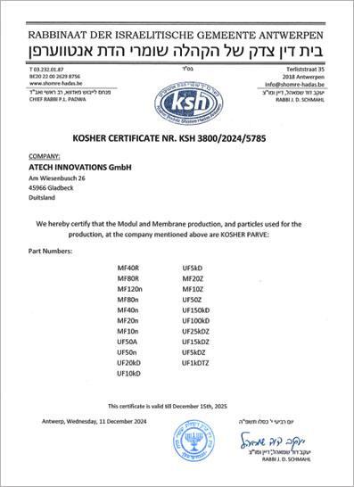 atech Ceramic Membrane Certification